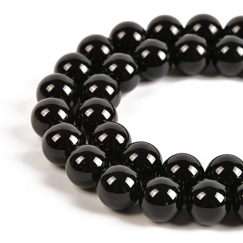 Nancybeads 60pcs 6mm Natural Black Onyx Gemstone Round Spacer Loose Stone Beads for Jewelry Making 15.5" 1 Strand (Black Onyx, 6mm 60Beads) - Image 1